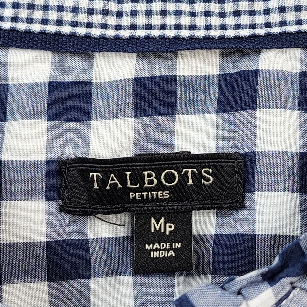 Talbots Women's Gingham Ruffle Trim Button Front Shirt - MP - Picture 3 of 6